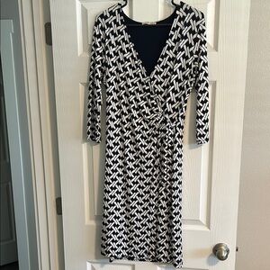 Elegant Black and White Wrap Dress